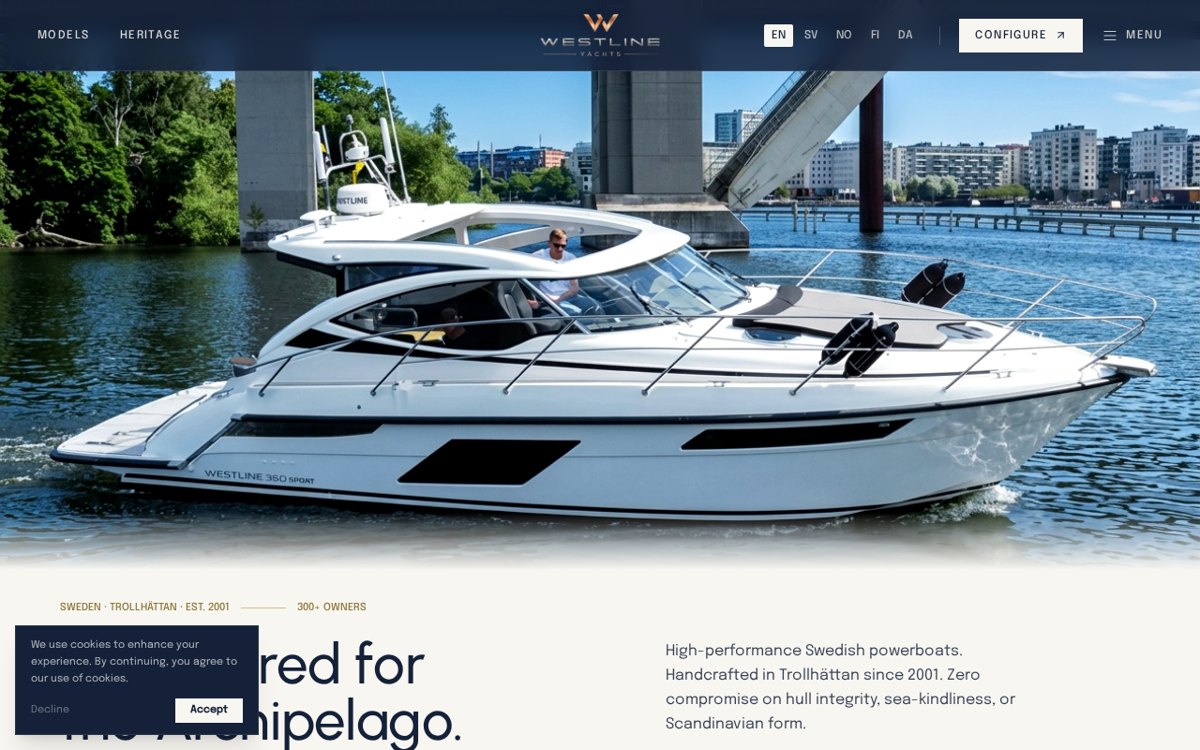 Westline Yachts website homepage