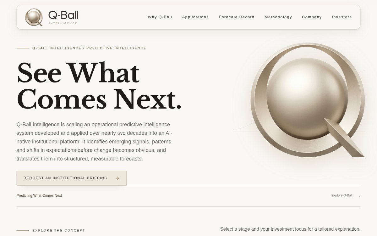 Q-Ball Intelligence website homepage