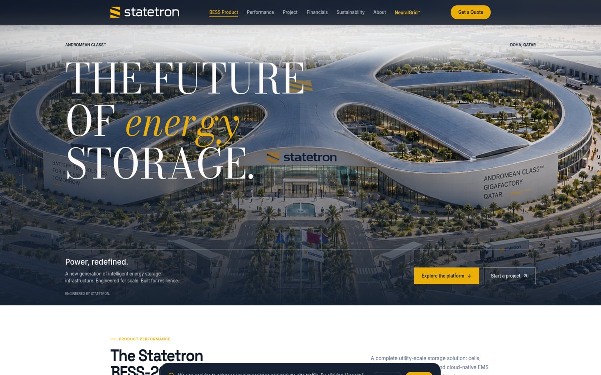Statetron website homepage